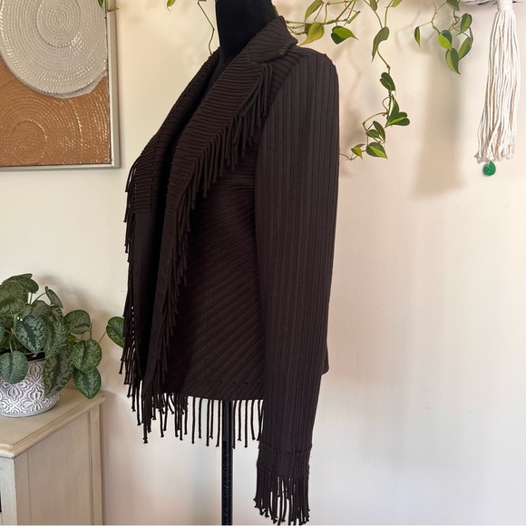 Vintage Company by Ellen Tracy Women’s Black Fringed Jacket/Blazer Size 12 - Picture 3 of 9